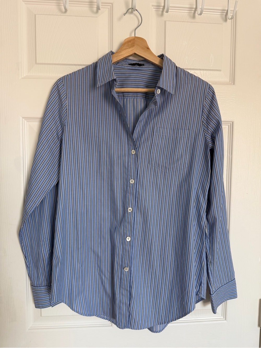 Women’s Blue Stripe Button-Up Shirt